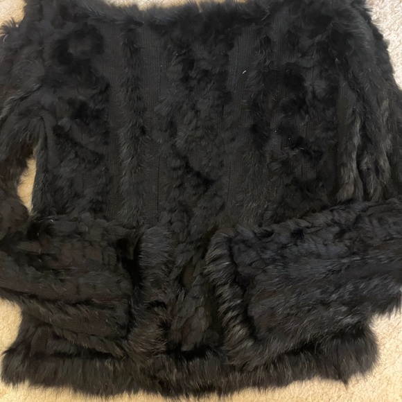 Black Rabbit Fur Sweater - Picture 3 of 5